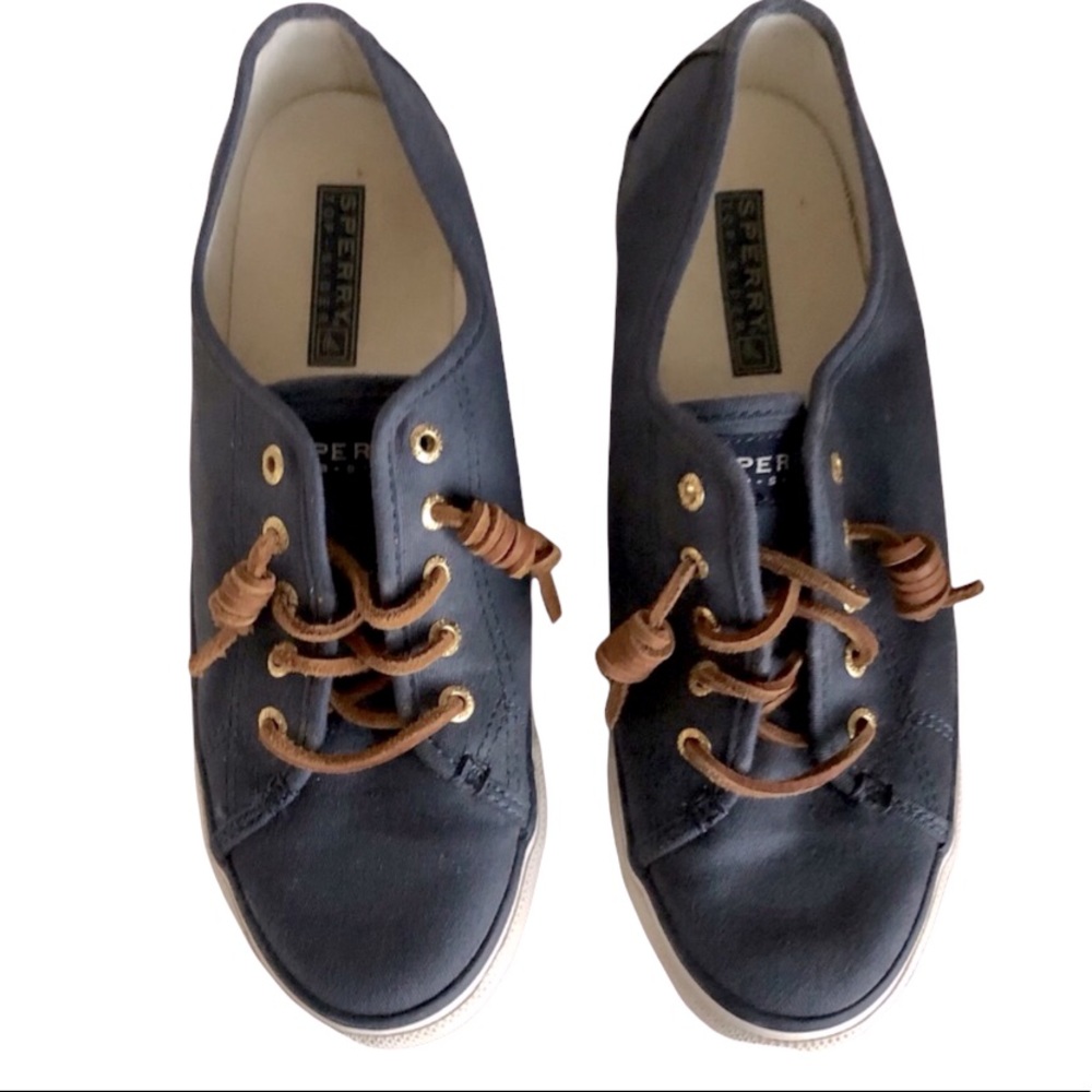 Sperry 7.5 Seacoast Canvas Sneakers Navy Blue